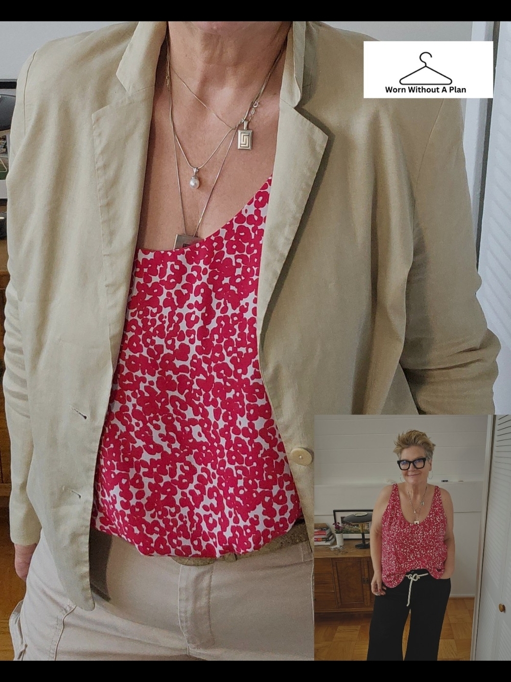 LOFT Pink and White Printed Sleeveless Camisole